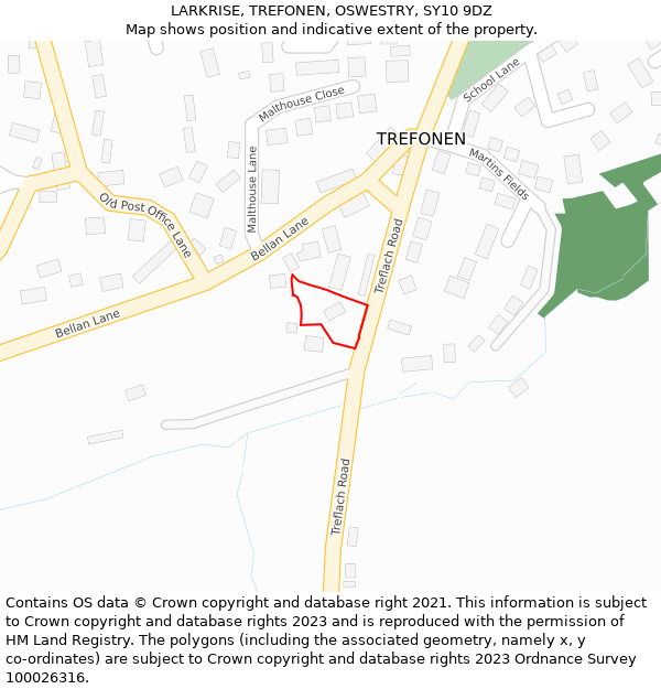 LARKRISE, TREFONEN, OSWESTRY, SY10 9DZ: Location map and indicative extent of plot
