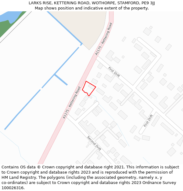 LARKS RISE, KETTERING ROAD, WOTHORPE, STAMFORD, PE9 3JJ: Location map and indicative extent of plot