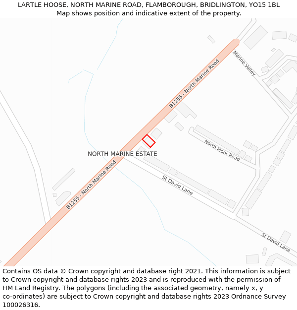 LARTLE HOOSE, NORTH MARINE ROAD, FLAMBOROUGH, BRIDLINGTON, YO15 1BL: Location map and indicative extent of plot