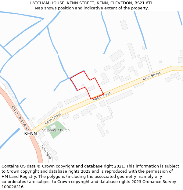 LATCHAM HOUSE, KENN STREET, KENN, CLEVEDON, BS21 6TL: Location map and indicative extent of plot