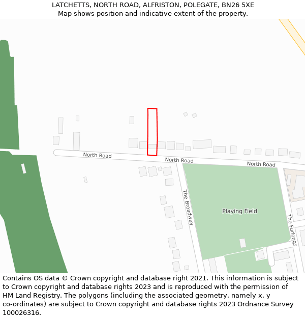 LATCHETTS, NORTH ROAD, ALFRISTON, POLEGATE, BN26 5XE: Location map and indicative extent of plot