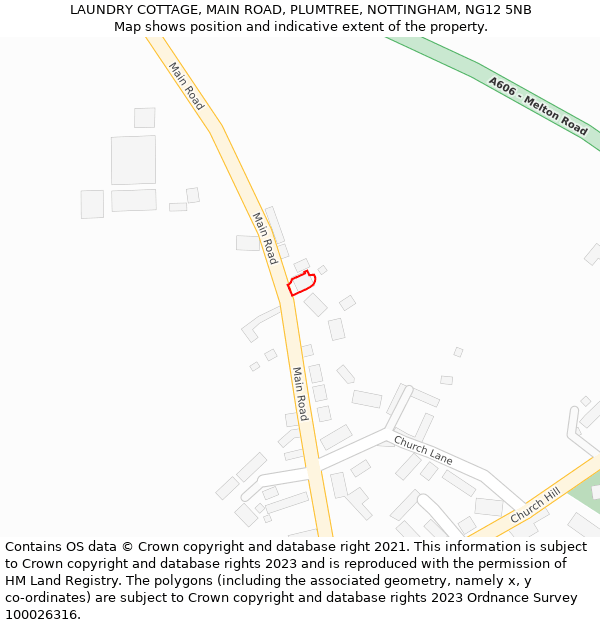 LAUNDRY COTTAGE, MAIN ROAD, PLUMTREE, NOTTINGHAM, NG12 5NB: Location map and indicative extent of plot