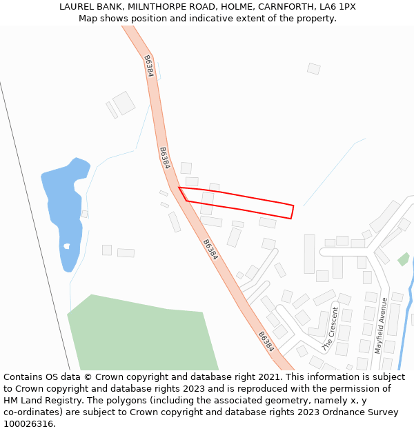 LAUREL BANK, MILNTHORPE ROAD, HOLME, CARNFORTH, LA6 1PX: Location map and indicative extent of plot