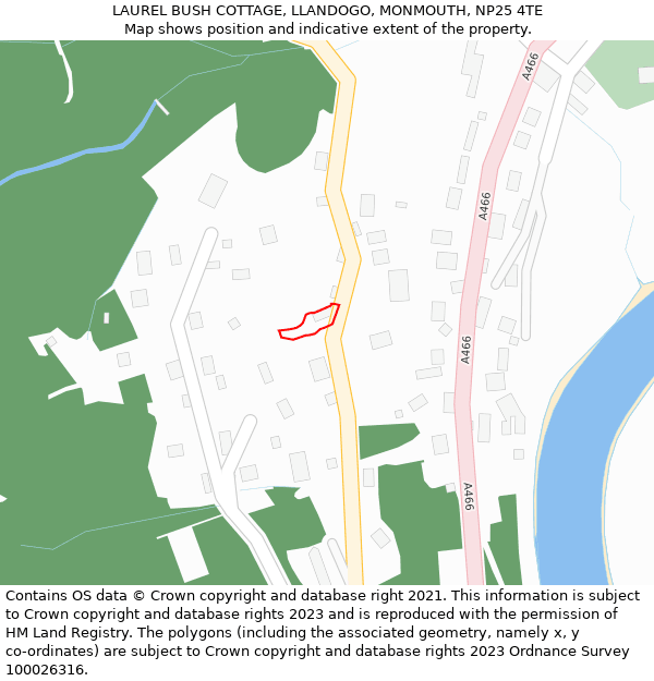 LAUREL BUSH COTTAGE, LLANDOGO, MONMOUTH, NP25 4TE: Location map and indicative extent of plot