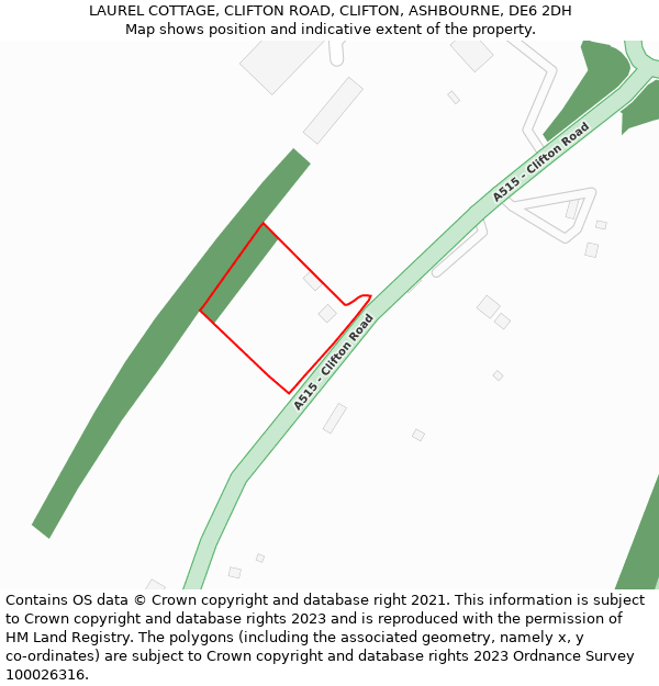 LAUREL COTTAGE, CLIFTON ROAD, CLIFTON, ASHBOURNE, DE6 2DH: Location map and indicative extent of plot