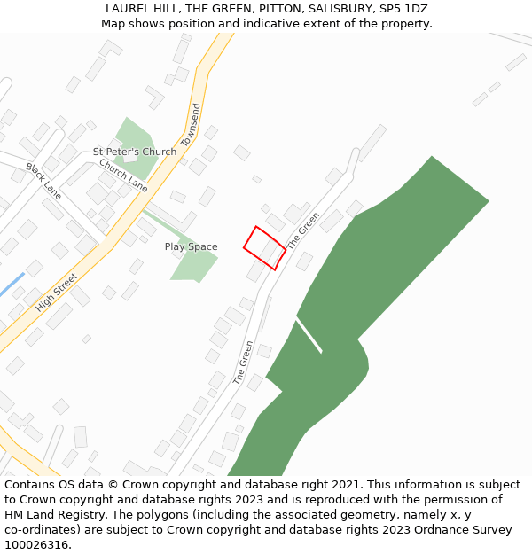 LAUREL HILL, THE GREEN, PITTON, SALISBURY, SP5 1DZ: Location map and indicative extent of plot