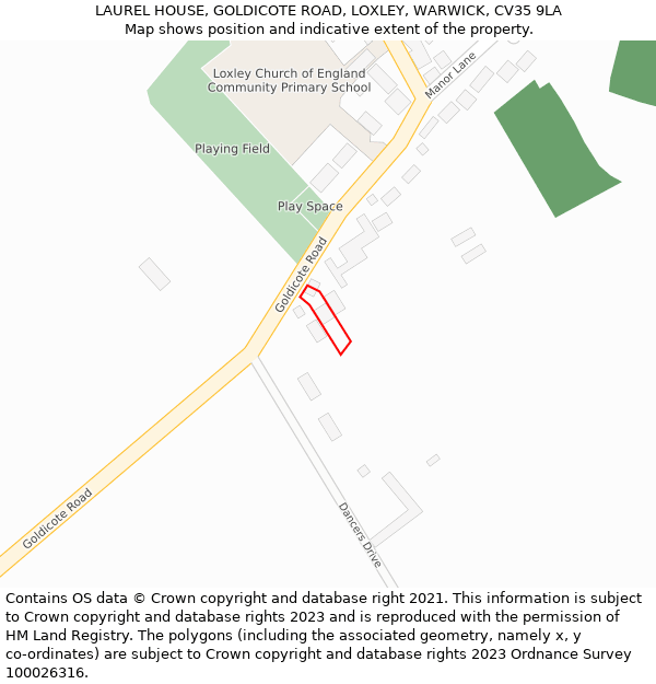 LAUREL HOUSE, GOLDICOTE ROAD, LOXLEY, WARWICK, CV35 9LA: Location map and indicative extent of plot