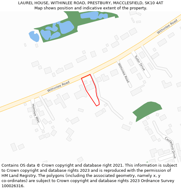 LAUREL HOUSE, WITHINLEE ROAD, PRESTBURY, MACCLESFIELD, SK10 4AT: Location map and indicative extent of plot