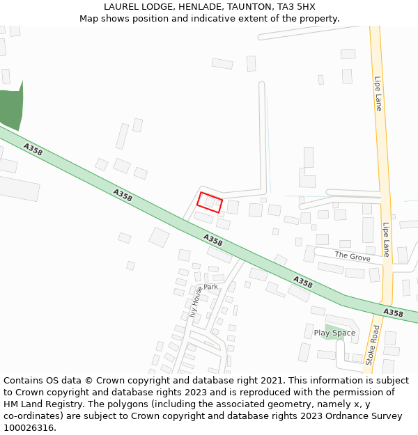 LAUREL LODGE, HENLADE, TAUNTON, TA3 5HX: Location map and indicative extent of plot