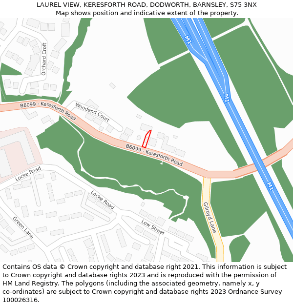 LAUREL VIEW, KERESFORTH ROAD, DODWORTH, BARNSLEY, S75 3NX: Location map and indicative extent of plot