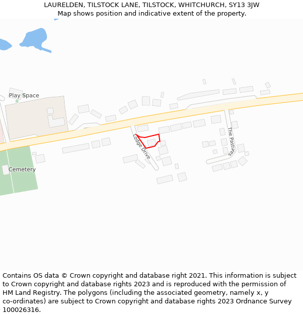 LAURELDEN, TILSTOCK LANE, TILSTOCK, WHITCHURCH, SY13 3JW: Location map and indicative extent of plot