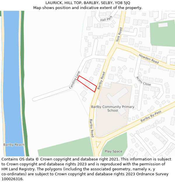 LAURICK, HILL TOP, BARLBY, SELBY, YO8 5JQ: Location map and indicative extent of plot