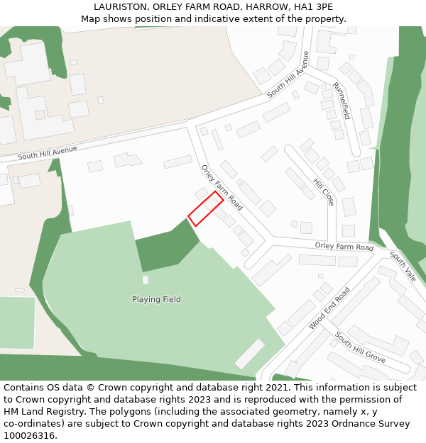 LAURISTON, ORLEY FARM ROAD, HARROW, HA1 3PE: Location map and indicative extent of plot