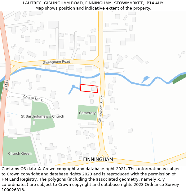 LAUTREC, GISLINGHAM ROAD, FINNINGHAM, STOWMARKET, IP14 4HY: Location map and indicative extent of plot