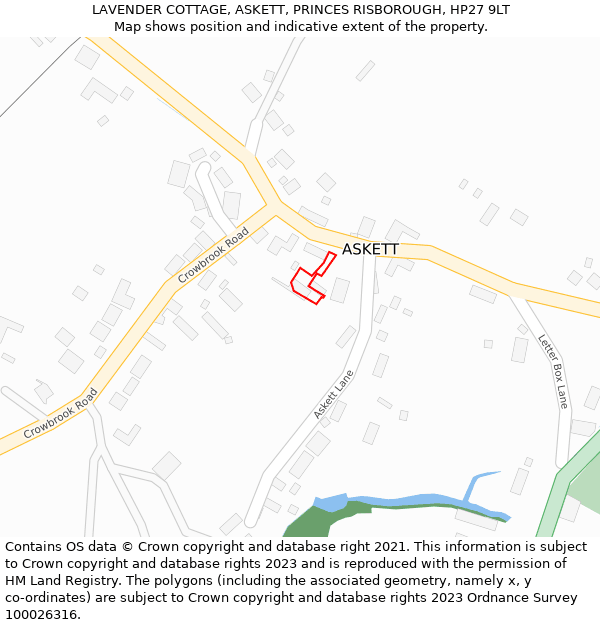 LAVENDER COTTAGE, ASKETT, PRINCES RISBOROUGH, HP27 9LT: Location map and indicative extent of plot