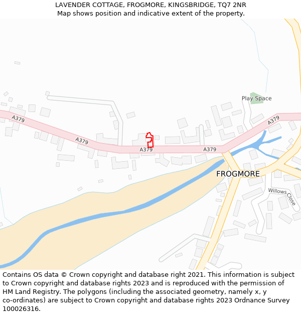 LAVENDER COTTAGE, FROGMORE, KINGSBRIDGE, TQ7 2NR: Location map and indicative extent of plot