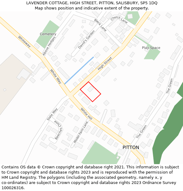 LAVENDER COTTAGE, HIGH STREET, PITTON, SALISBURY, SP5 1DQ: Location map and indicative extent of plot