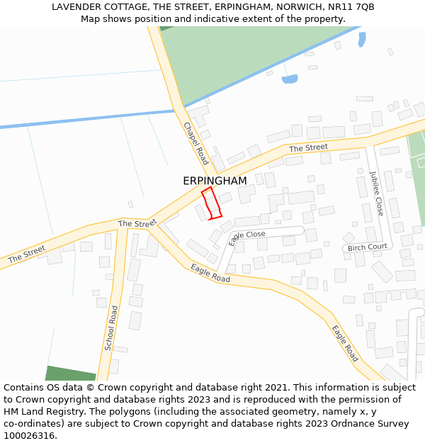 LAVENDER COTTAGE, THE STREET, ERPINGHAM, NORWICH, NR11 7QB: Location map and indicative extent of plot