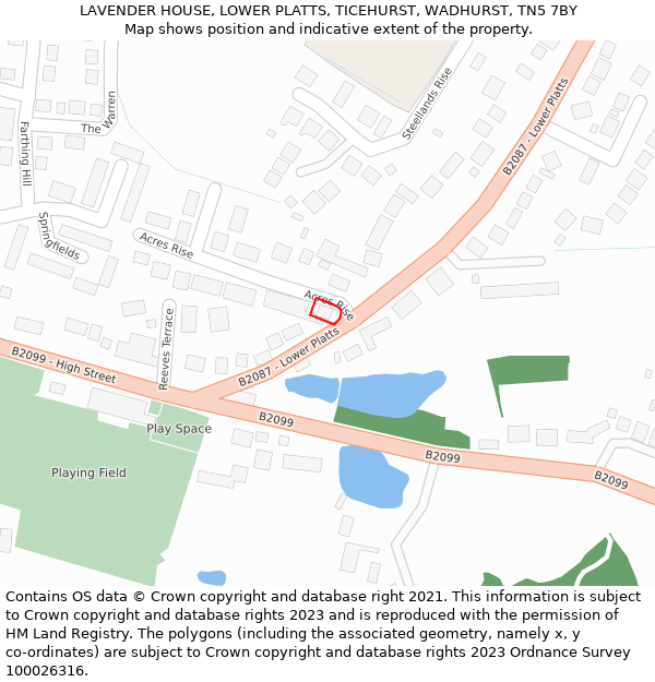 LAVENDER HOUSE, LOWER PLATTS, TICEHURST, WADHURST, TN5 7BY: Location map and indicative extent of plot