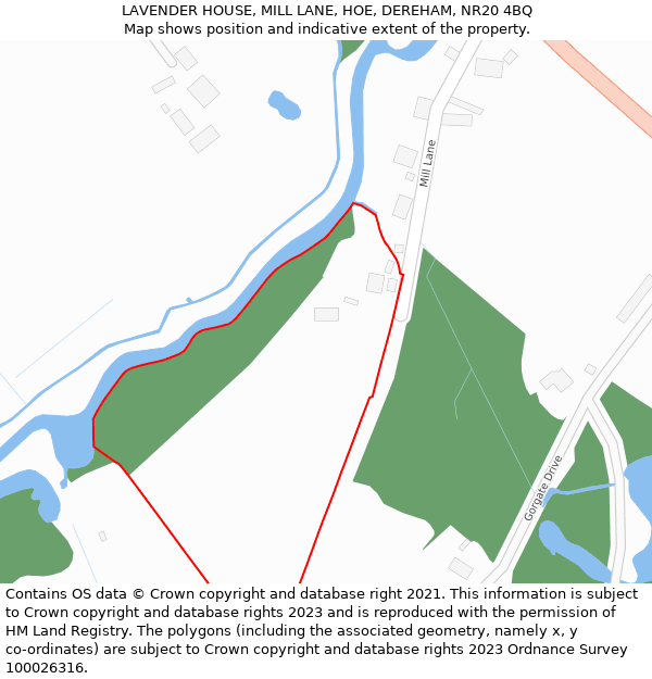 LAVENDER HOUSE, MILL LANE, HOE, DEREHAM, NR20 4BQ: Location map and indicative extent of plot