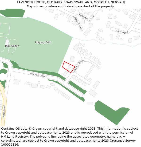 LAVENDER HOUSE, OLD PARK ROAD, SWARLAND, MORPETH, NE65 9HJ: Location map and indicative extent of plot