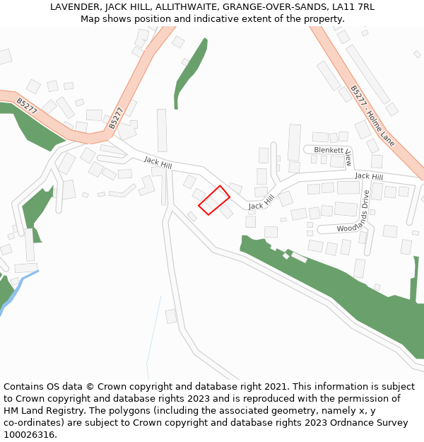 LAVENDER, JACK HILL, ALLITHWAITE, GRANGE-OVER-SANDS, LA11 7RL: Location map and indicative extent of plot