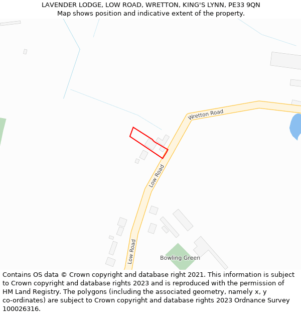 LAVENDER LODGE, LOW ROAD, WRETTON, KING'S LYNN, PE33 9QN: Location map and indicative extent of plot