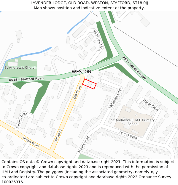 LAVENDER LODGE, OLD ROAD, WESTON, STAFFORD, ST18 0JJ: Location map and indicative extent of plot