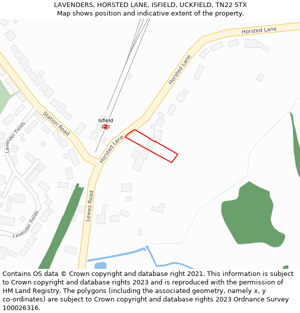 LAVENDERS, HORSTED LANE, ISFIELD, UCKFIELD, TN22 5TX: Location map and indicative extent of plot