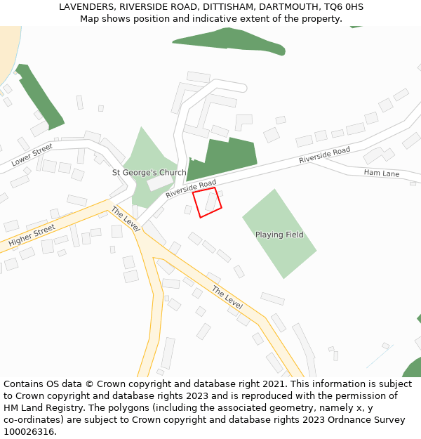 LAVENDERS, RIVERSIDE ROAD, DITTISHAM, DARTMOUTH, TQ6 0HS: Location map and indicative extent of plot