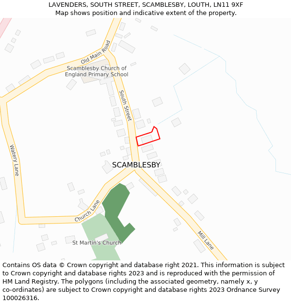 LAVENDERS, SOUTH STREET, SCAMBLESBY, LOUTH, LN11 9XF: Location map and indicative extent of plot