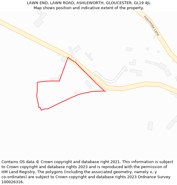 LAWN END, LAWN ROAD, ASHLEWORTH, GLOUCESTER, GL19 4JL: Location map and indicative extent of plot