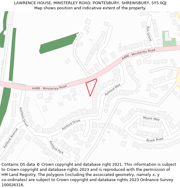 LAWRENCE HOUSE, MINSTERLEY ROAD, PONTESBURY, SHREWSBURY, SY5 0QJ: Location map and indicative extent of plot