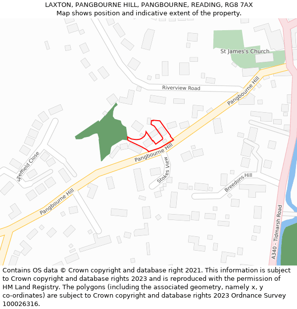 LAXTON, PANGBOURNE HILL, PANGBOURNE, READING, RG8 7AX: Location map and indicative extent of plot