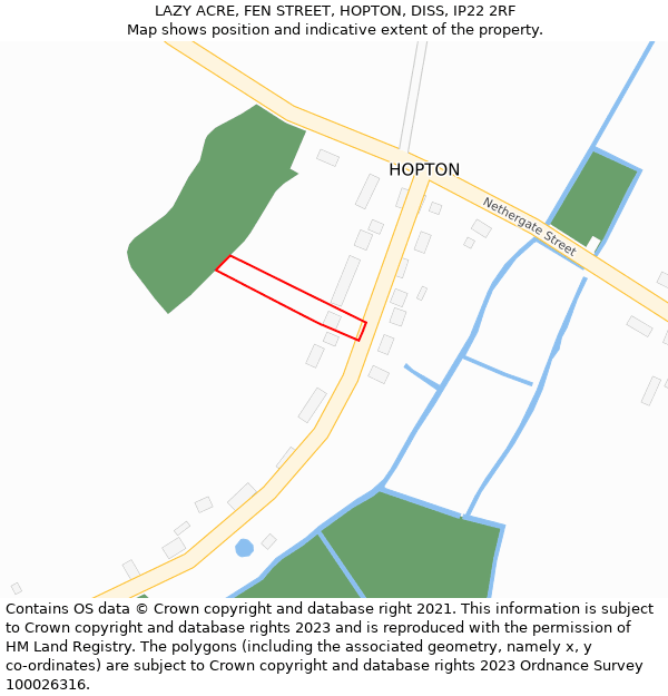 LAZY ACRE, FEN STREET, HOPTON, DISS, IP22 2RF: Location map and indicative extent of plot