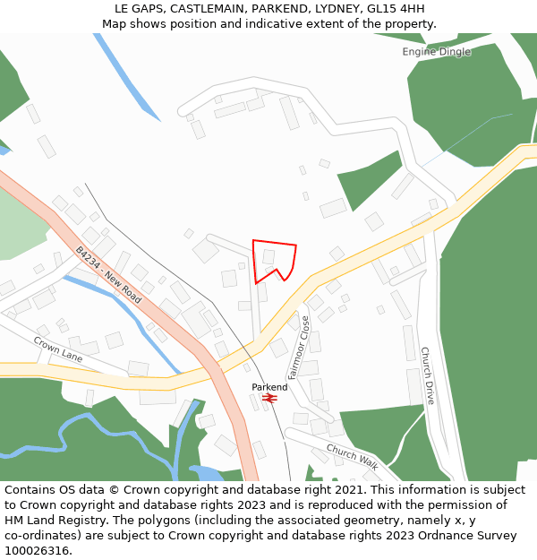 LE GAPS, CASTLEMAIN, PARKEND, LYDNEY, GL15 4HH: Location map and indicative extent of plot
