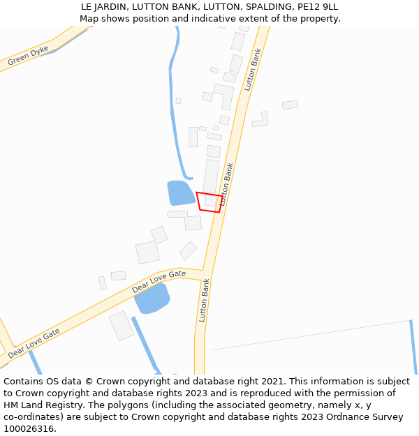 LE JARDIN, LUTTON BANK, LUTTON, SPALDING, PE12 9LL: Location map and indicative extent of plot