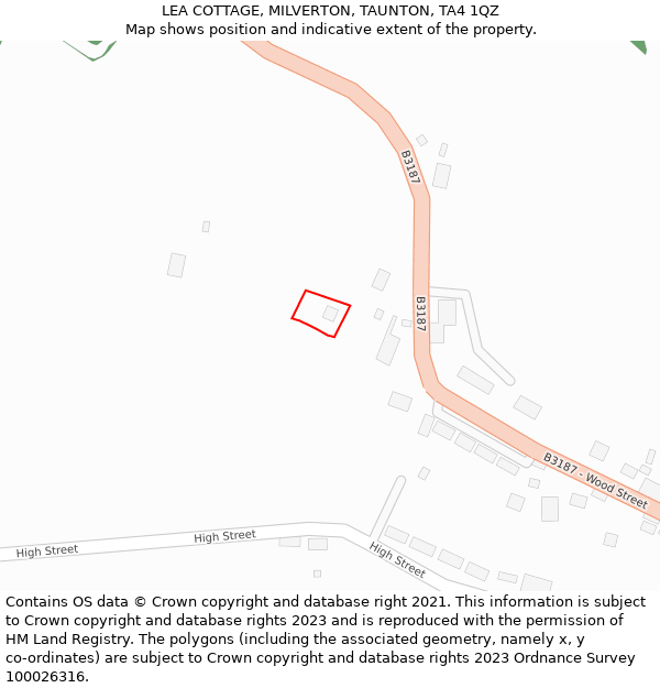 LEA COTTAGE, MILVERTON, TAUNTON, TA4 1QZ: Location map and indicative extent of plot