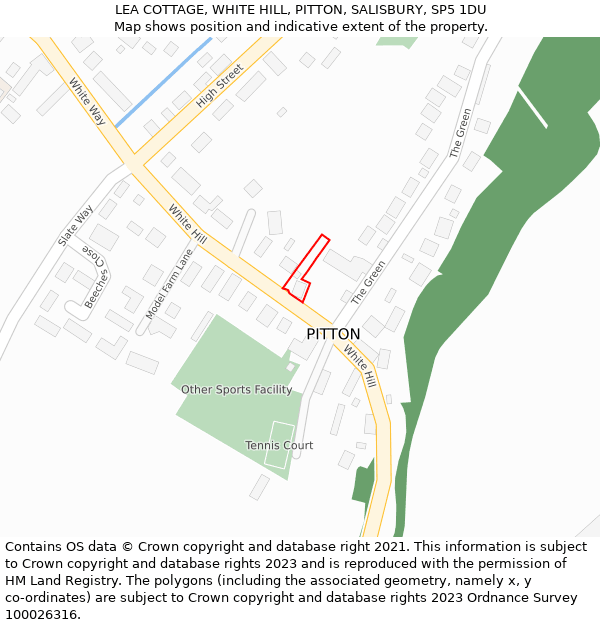 LEA COTTAGE, WHITE HILL, PITTON, SALISBURY, SP5 1DU: Location map and indicative extent of plot