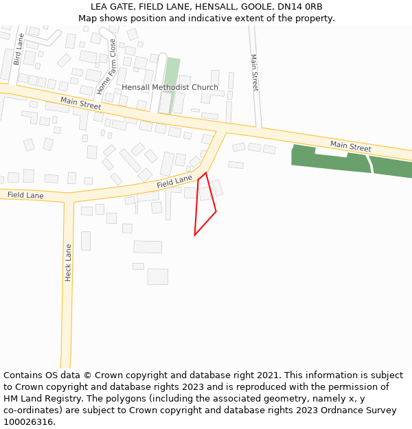 LEA GATE, FIELD LANE, HENSALL, GOOLE, DN14 0RB: Location map and indicative extent of plot