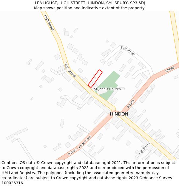 LEA HOUSE, HIGH STREET, HINDON, SALISBURY, SP3 6DJ: Location map and indicative extent of plot