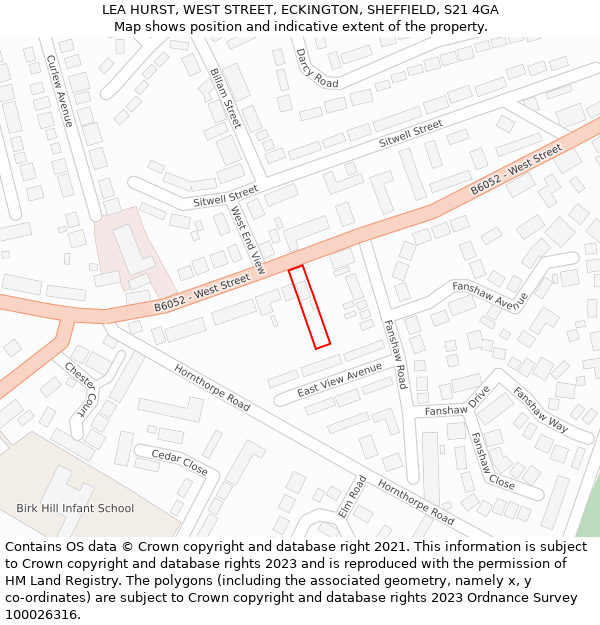 LEA HURST, WEST STREET, ECKINGTON, SHEFFIELD, S21 4GA: Location map and indicative extent of plot