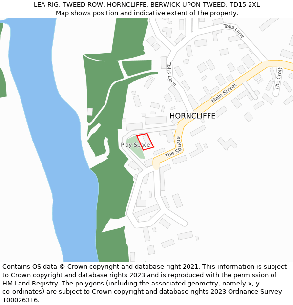 LEA RIG, TWEED ROW, HORNCLIFFE, BERWICK-UPON-TWEED, TD15 2XL: Location map and indicative extent of plot