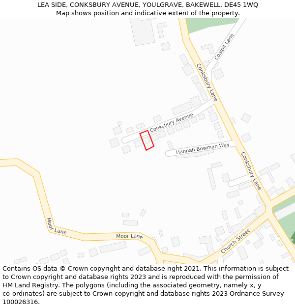 LEA SIDE, CONKSBURY AVENUE, YOULGRAVE, BAKEWELL, DE45 1WQ: Location map and indicative extent of plot