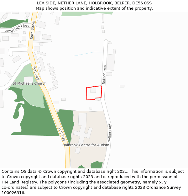 LEA SIDE, NETHER LANE, HOLBROOK, BELPER, DE56 0SS: Location map and indicative extent of plot