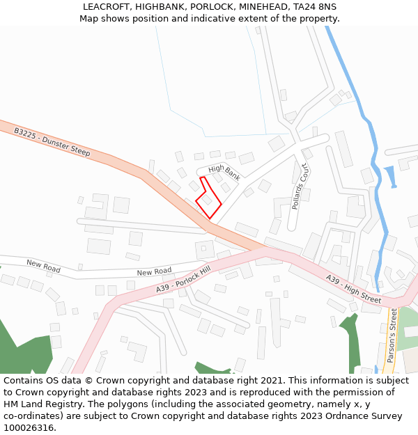 LEACROFT, HIGHBANK, PORLOCK, MINEHEAD, TA24 8NS: Location map and indicative extent of plot