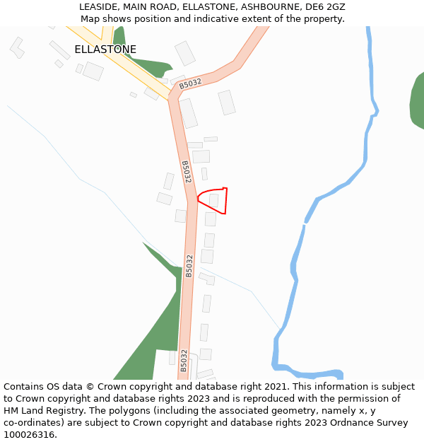 LEASIDE, MAIN ROAD, ELLASTONE, ASHBOURNE, DE6 2GZ: Location map and indicative extent of plot