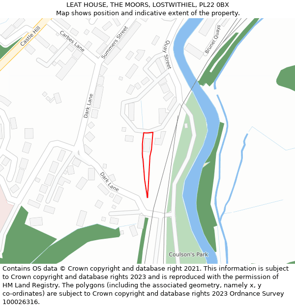 LEAT HOUSE, THE MOORS, LOSTWITHIEL, PL22 0BX: Location map and indicative extent of plot