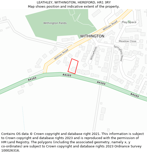 LEATHLEY, WITHINGTON, HEREFORD, HR1 3RY: Location map and indicative extent of plot