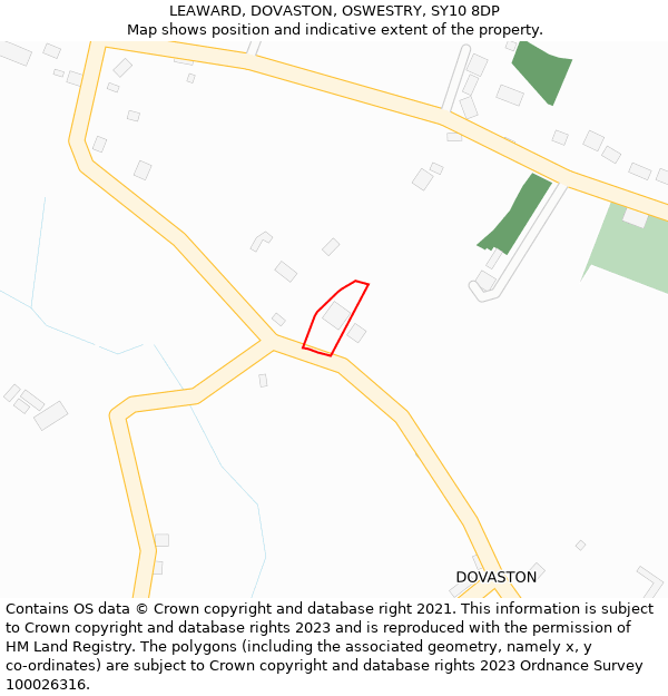 LEAWARD, DOVASTON, OSWESTRY, SY10 8DP: Location map and indicative extent of plot